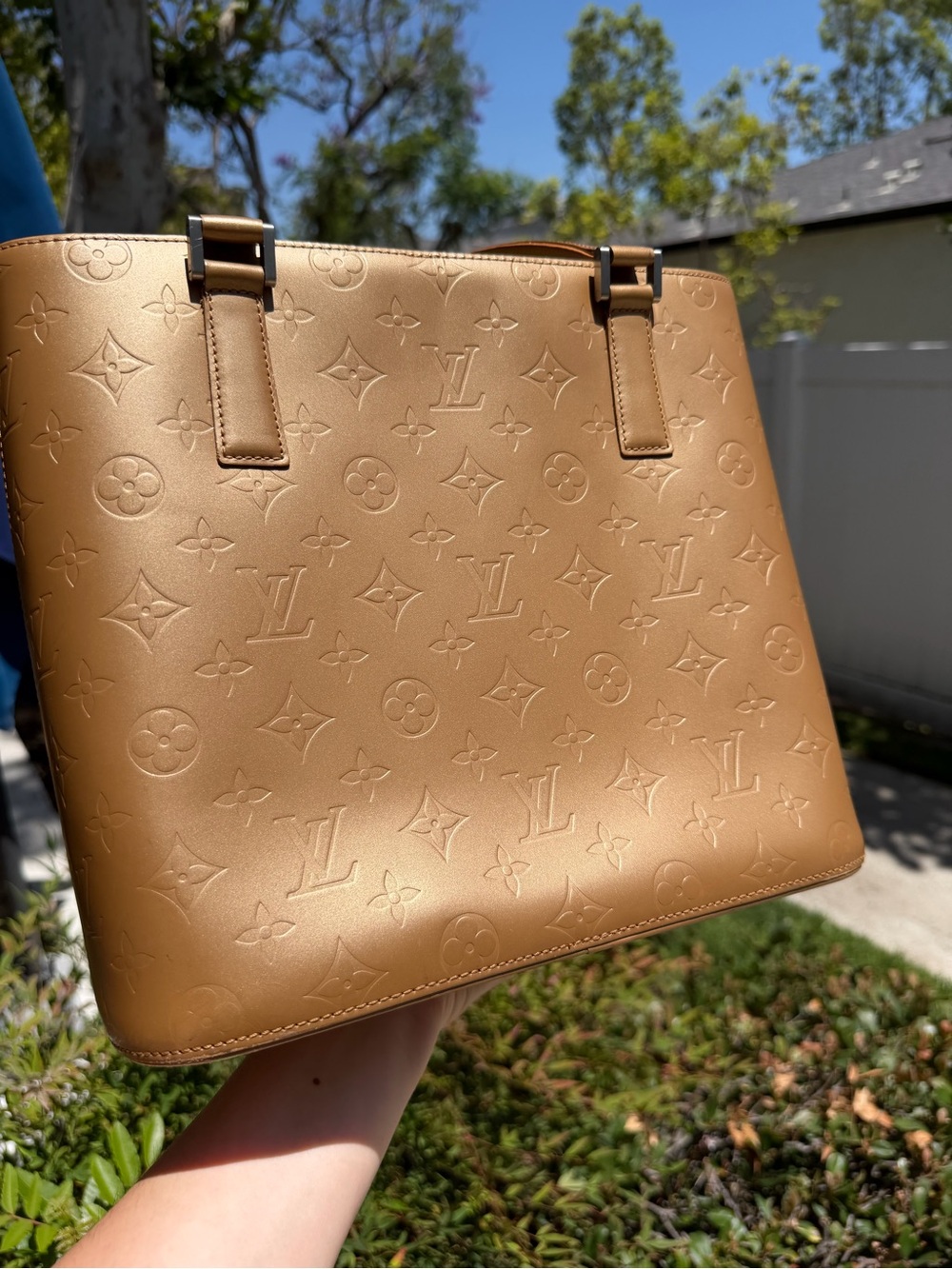 Louis Vuitton Monogram Mat Stockton Tote Bronze Leather Shoulder Bag CA0093 COA - Picture 4 of 17